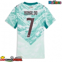 Camisa de Futebol Portugal Cristiano Ronaldo #7 Equipamento Secundário Mulheres Mundo 2026 Manga Curta